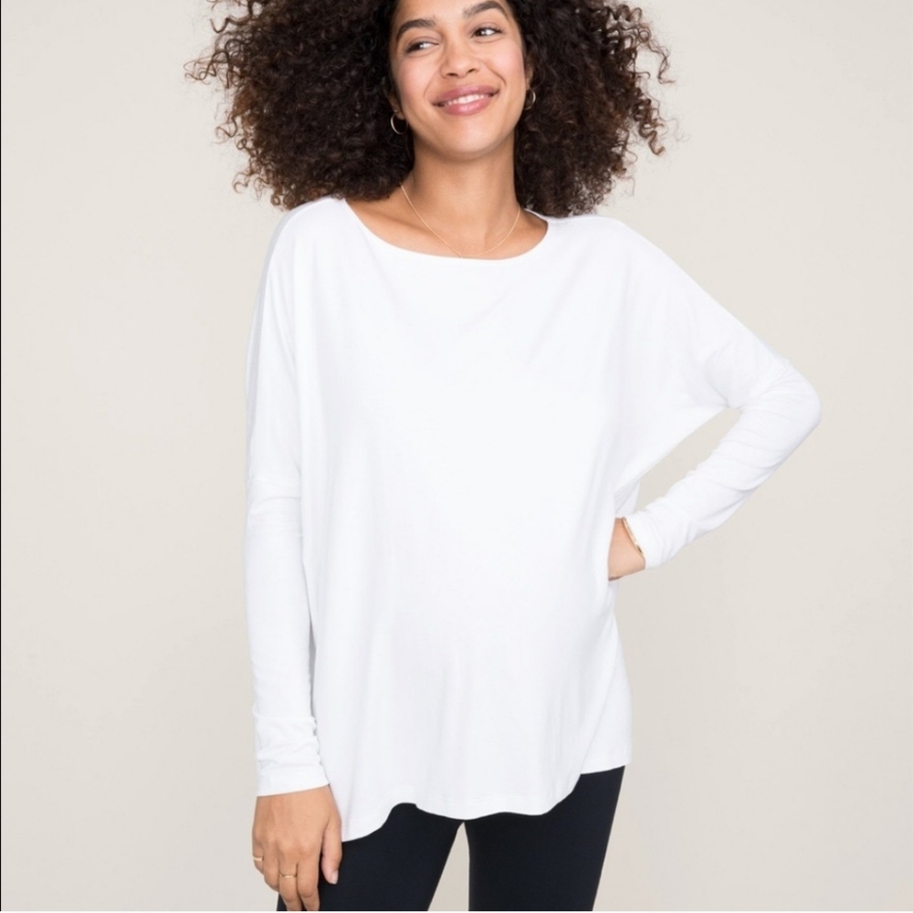 Hatch | Maternity White Long Sleeve Crewneck Tee Size 1 = S/M